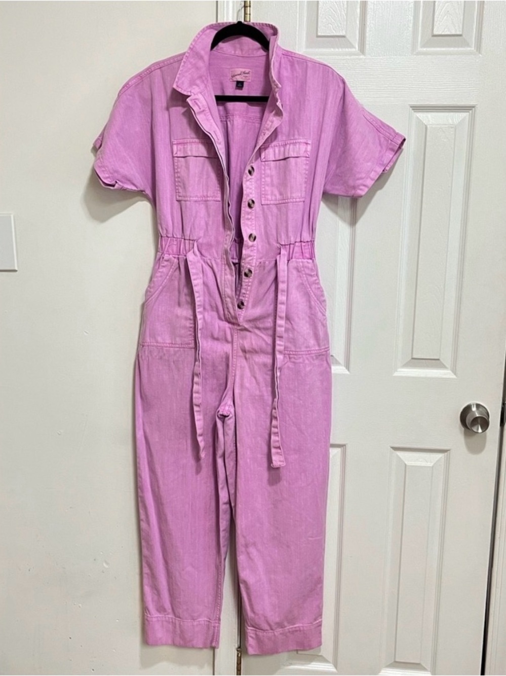 Universal Thread Pink Tie-Waist Utility Jumpsuit Size 6 - Picture 4 of 4